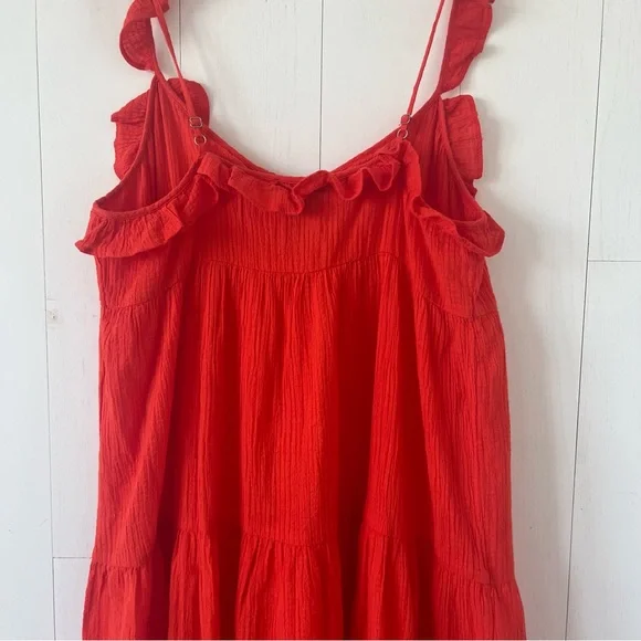 J. Crew Orange Tiered Ruffled Beach Maxi Dress Size Small - Picture 14 of 16